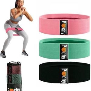 NWT 3 PACK PEACHY THICK ELASTIC STRETCH FABRIC BOOTY EXERCISE BANDS & CARRY CASE